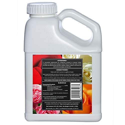 Great Big Plants Great Big Roses Organic Rose Food Fertilizer, All Natural Liquid Compost Extract, 32 Ounce (Packaging May Vary)