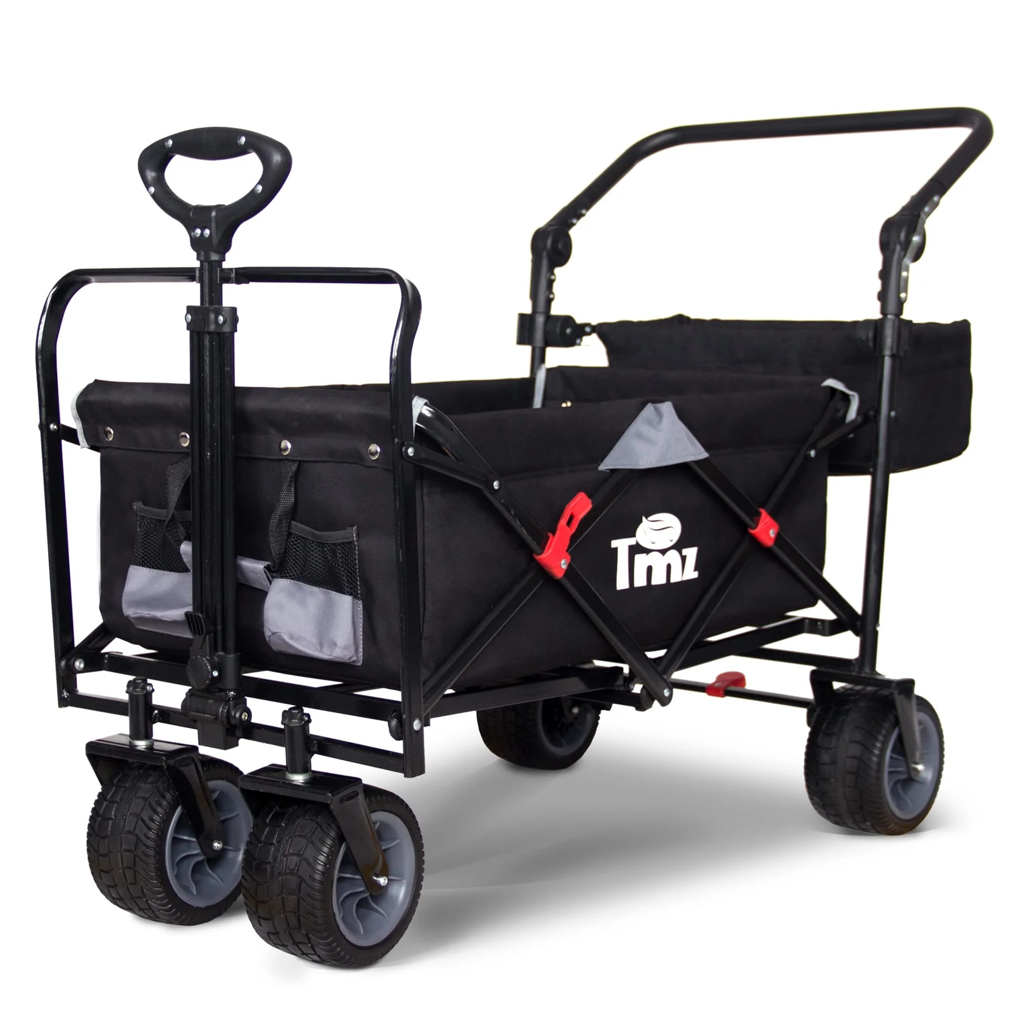 TMZ All Terrain Utility Folding Wagon, Collapsible Garden Cart, Heavy Duty Beach Wagon, for Shopping, Camping, and Outdoor Activ