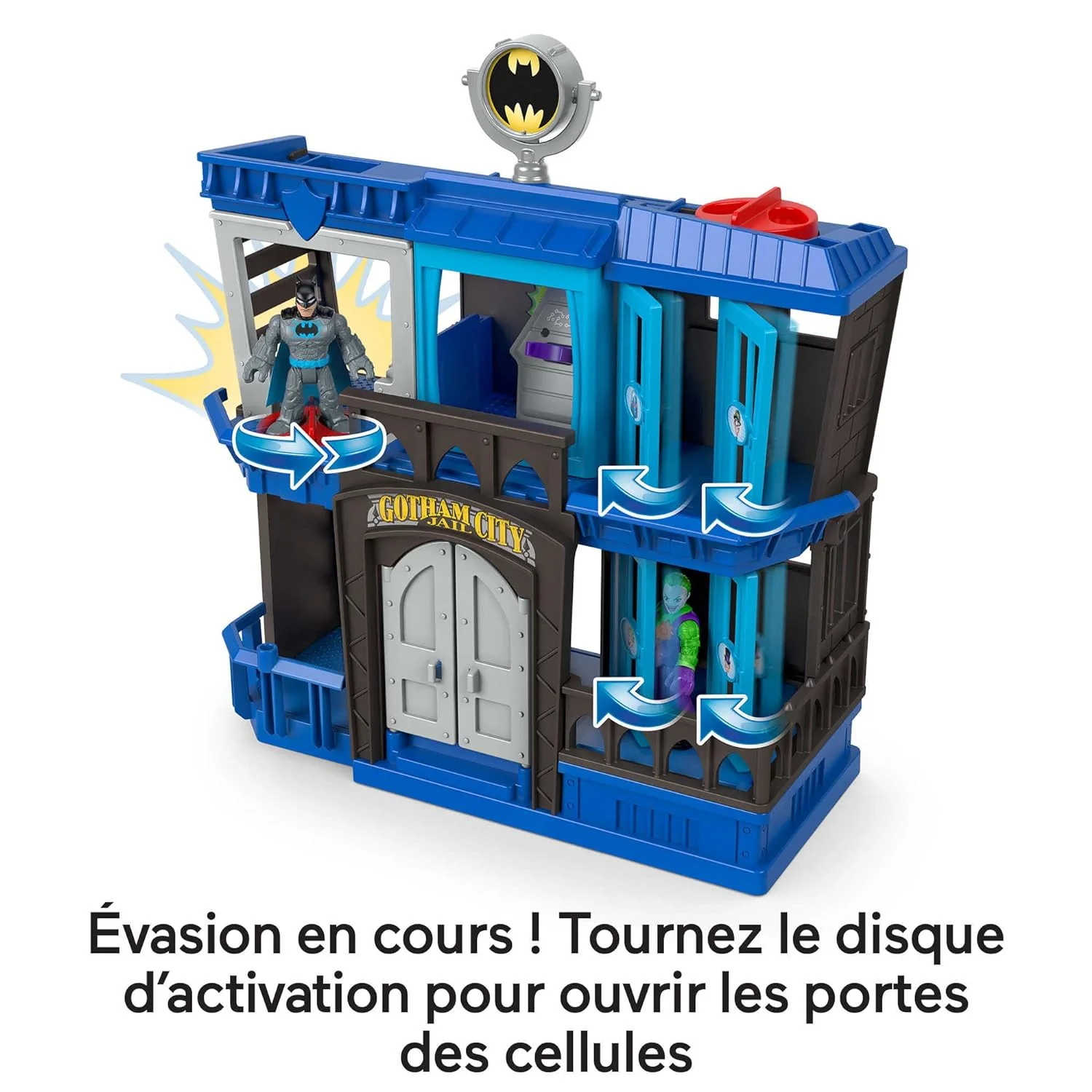 GCP Products Imaginext Dc Super Friends Batman Toy Gotham City Jail Recharged Playset With 2 Figures For Pretend Play Ages 3+ Years
