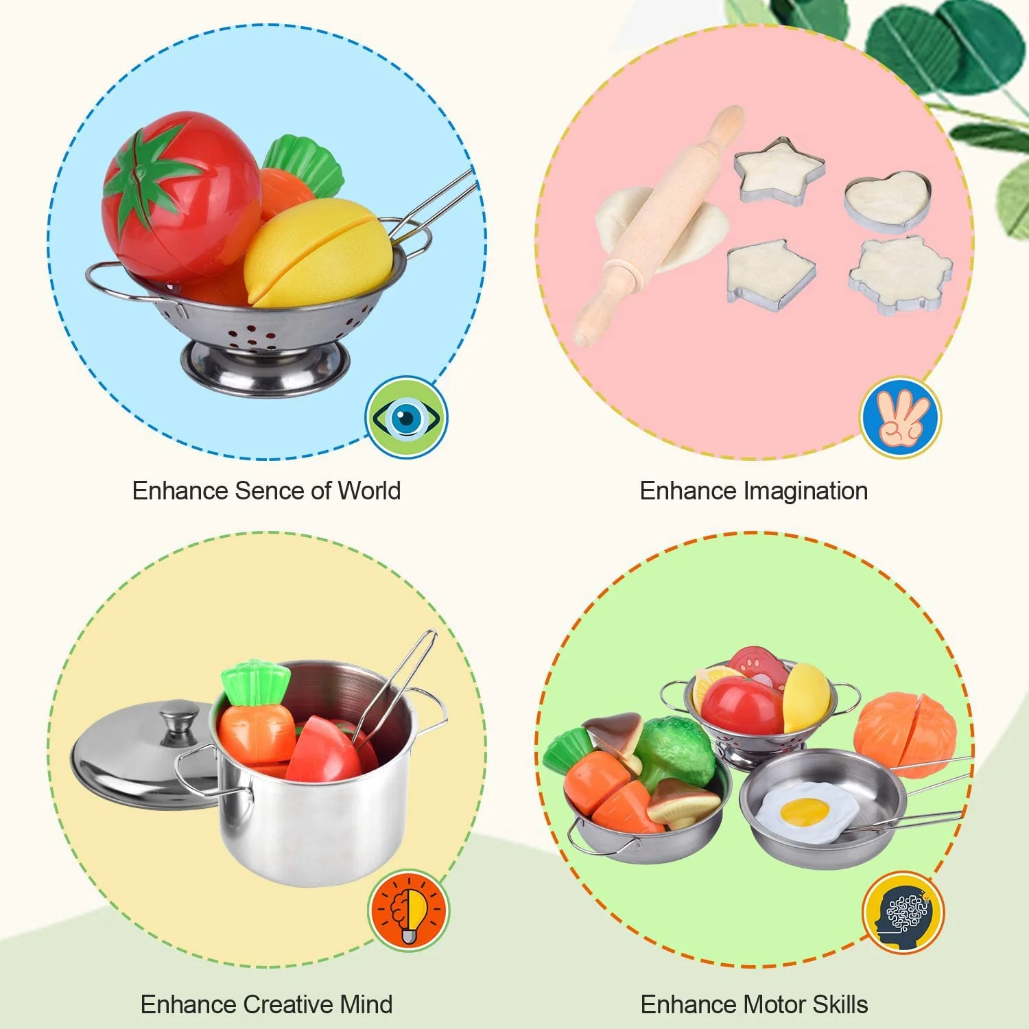 Great Choice Products Kitchen Pretend Play Toys, Kids Cooking And Baking Set With Stainless Steel Cookware Pots And Pans Set, Cooking Utensils…