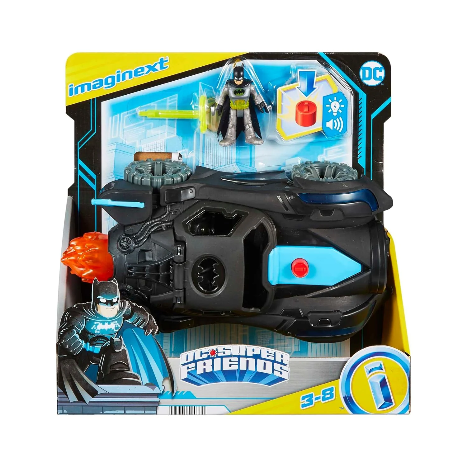 GCP Products Imaginext Dc Super Friends Batman Toys, Lights &a; Sounds Batmobile With Batman Figure For Preschool Pretend Play Ages 3-8 Year…