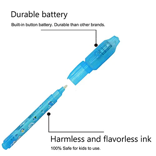 VOVRU Invisible Ink Pen 24Pcs Spy Pen with UV Light Magic Marker Kid Pens for Secret Message and Birthday Party,Writing Secret Message