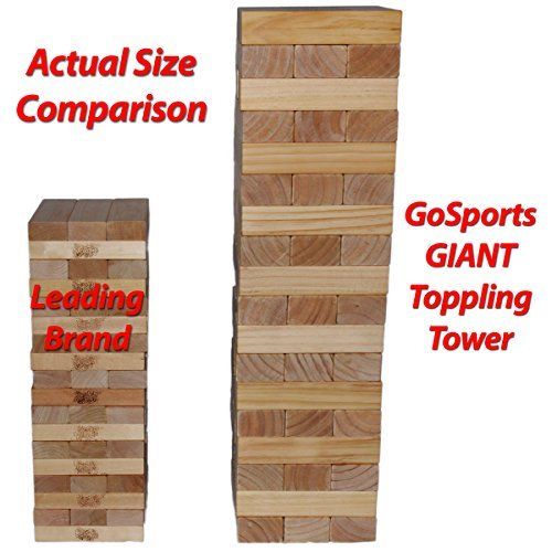 GoSports Giant Toppling TOWER GAME, 54 Wooden Block Giant TUMBLE TOWER