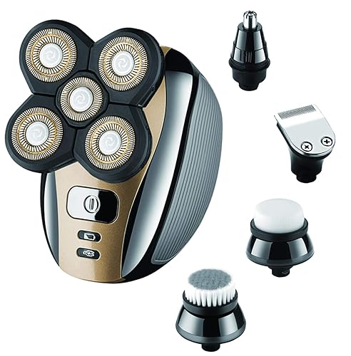 Roziapro Electric Razor for Men Head Shaver for Bald Men Grooming Kit 5 in 1 Wet Dry Rotary Shavers Nose Hair Beard Trimmer Clippers Faci