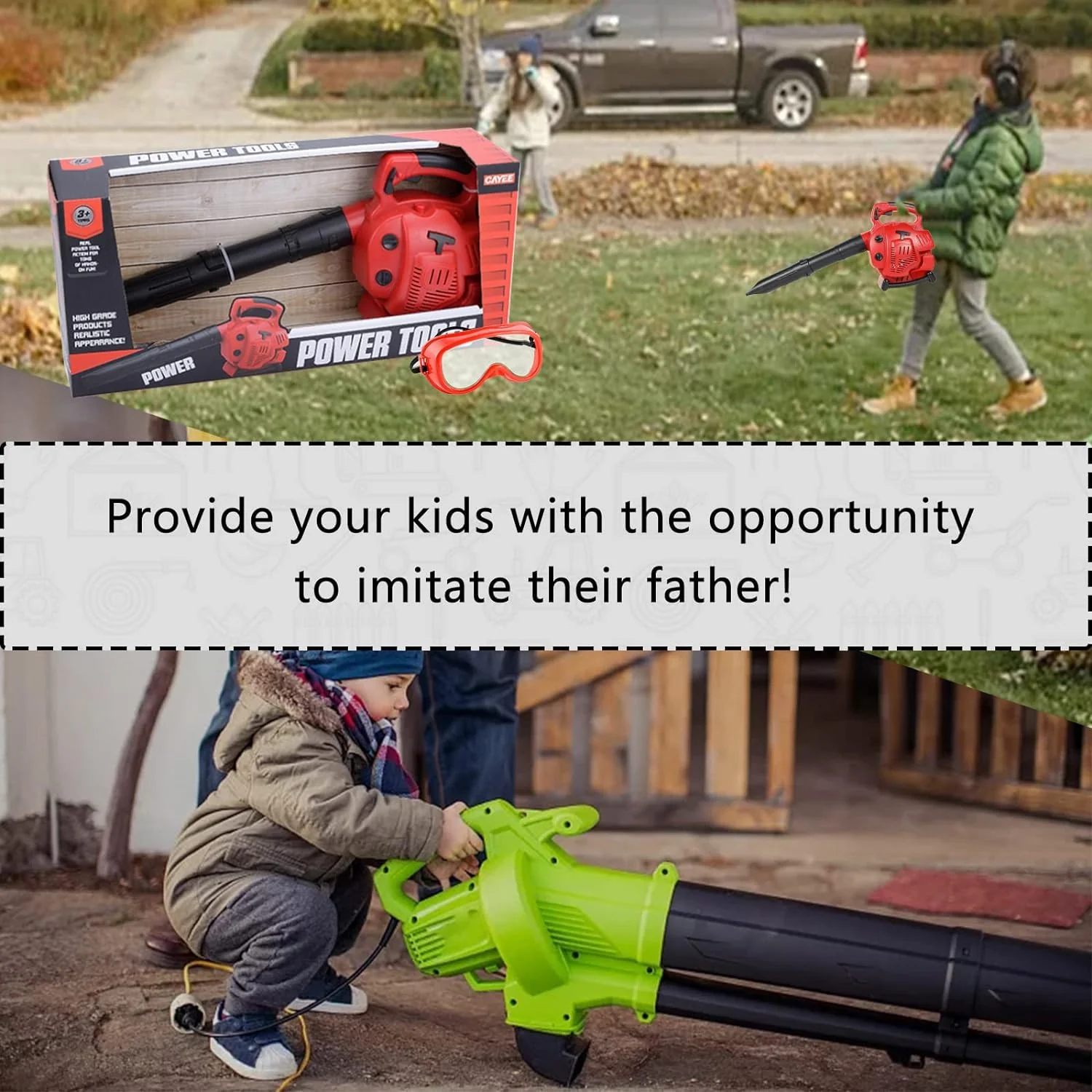 GCP Products Pretend Play Kids Leaf Blower Toy Tool Garden Set,Outside Construction Work Shop Toy Tool Leaf Blower For Kids That Blows Air…