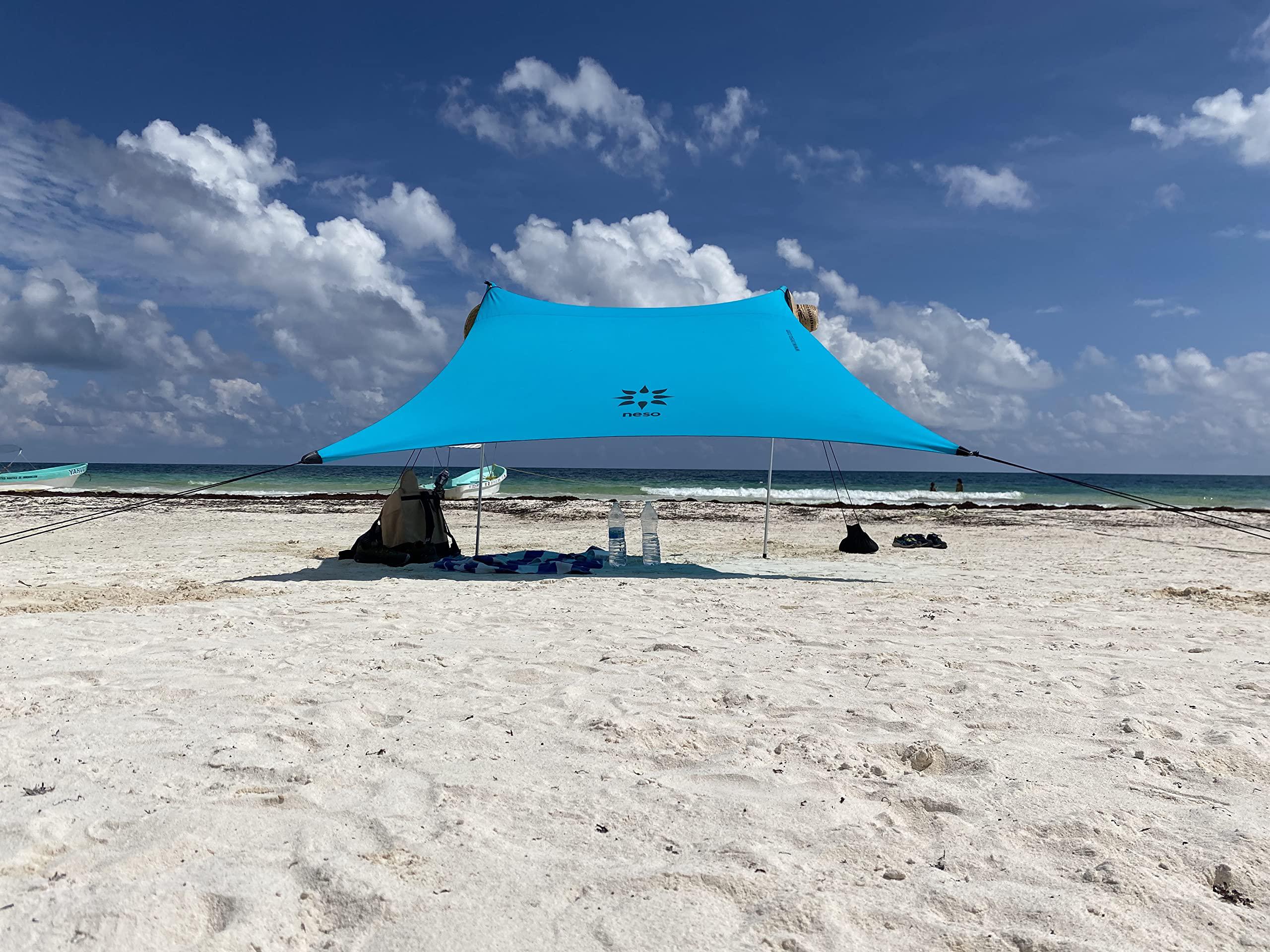 neso tents beach tent with sand anchor, portable canopy sunshade - 7&s; x 7&s; - patented reinforced corners(teal)