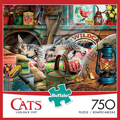 Buffalo Games &a; Puzzles buffalo games - cats collection - laid-back tom - 750 piece jigsaw puzzle black,orange,yellow, 24