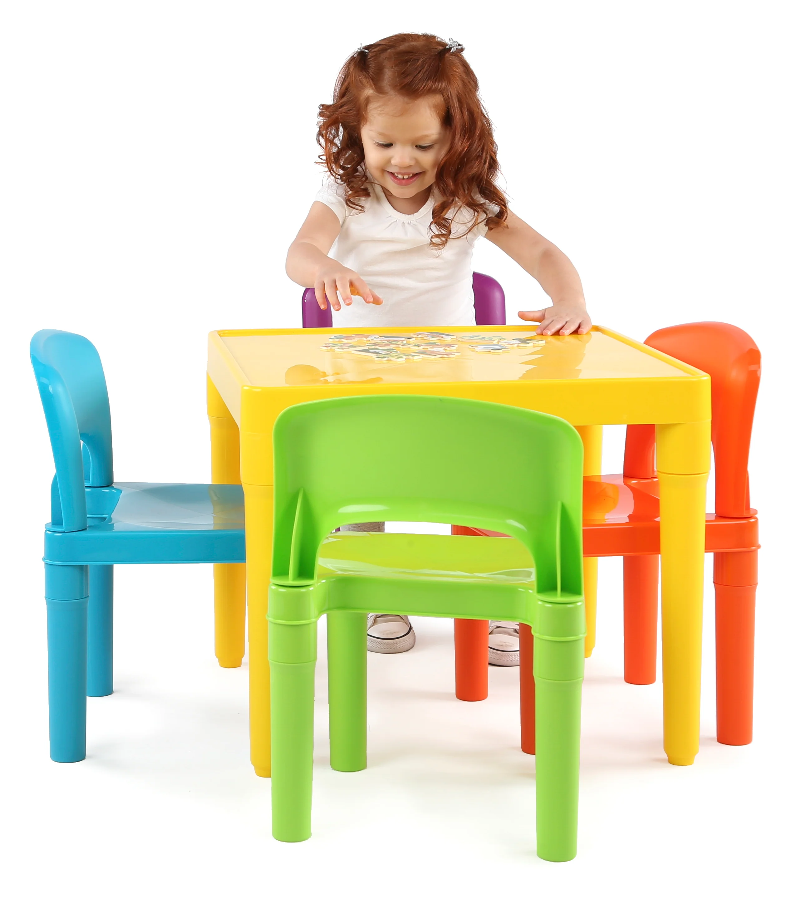 Tot Tutors Kids Plastic Table and 4 Chairs Set, Vibrant Colors