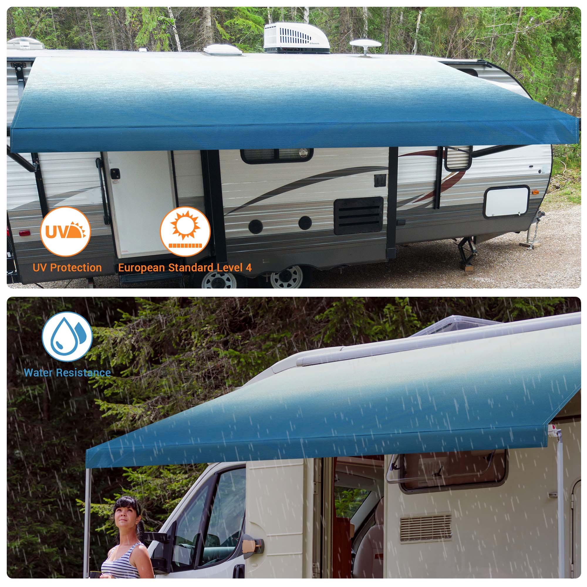 Yescom RV Awning Side Shade &a; Replacement Fabric Kit Sunshade Block UV Camper Trailer