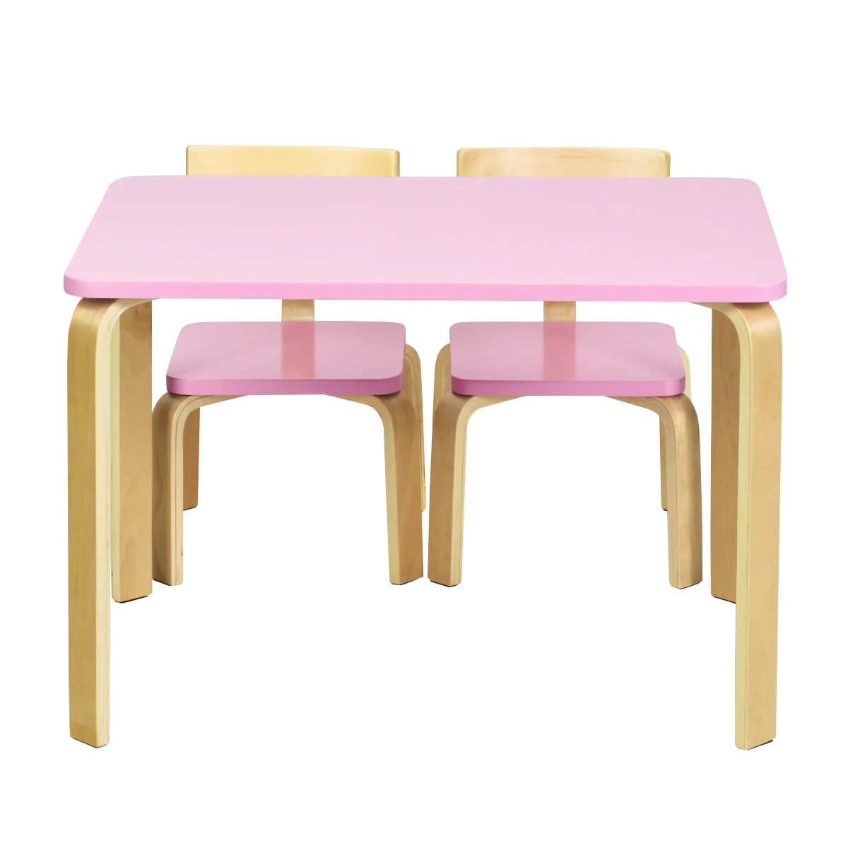 Topbuy 3-Piece Kids Wooden Table Chairs Set Children Activity Desk &a; Chair Furniture Pink