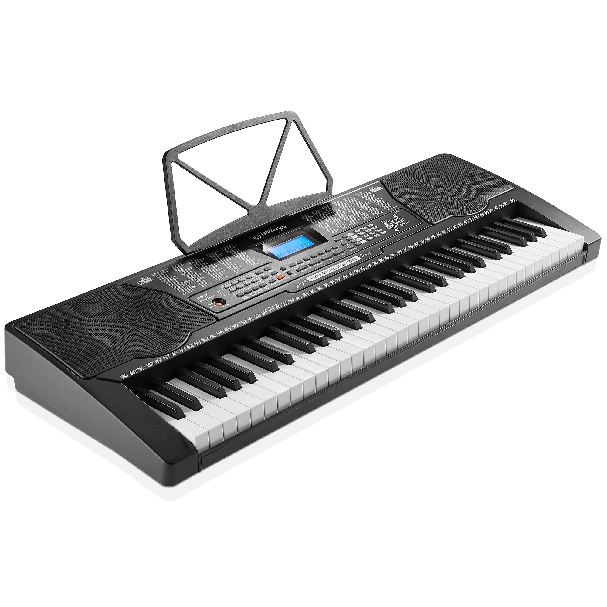 Ashthorpe 61-Key Electronic Keyboard Piano with LCD Display, Stand, Stool, Phones, Mic