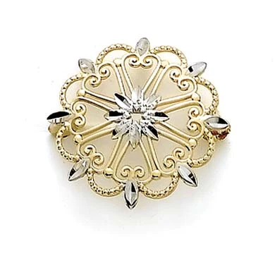 Jewelryweb 14k Two-Tone Snowflake Pin