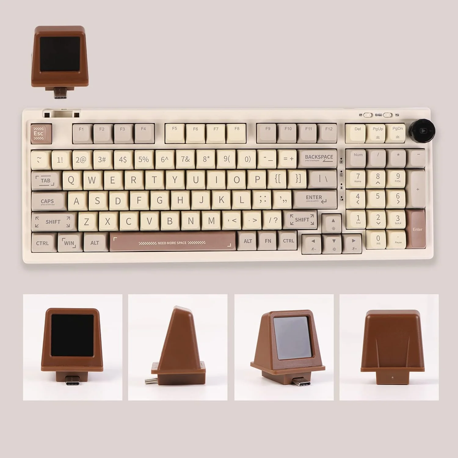 Zell Electronics Zell Mechanical Keyboard, Retro Gaming Keyboard, With Display Screen, Bt5.0/2.4G/Usb-C 97 Keys Gasket Custom Keyboard, Hot Sw…