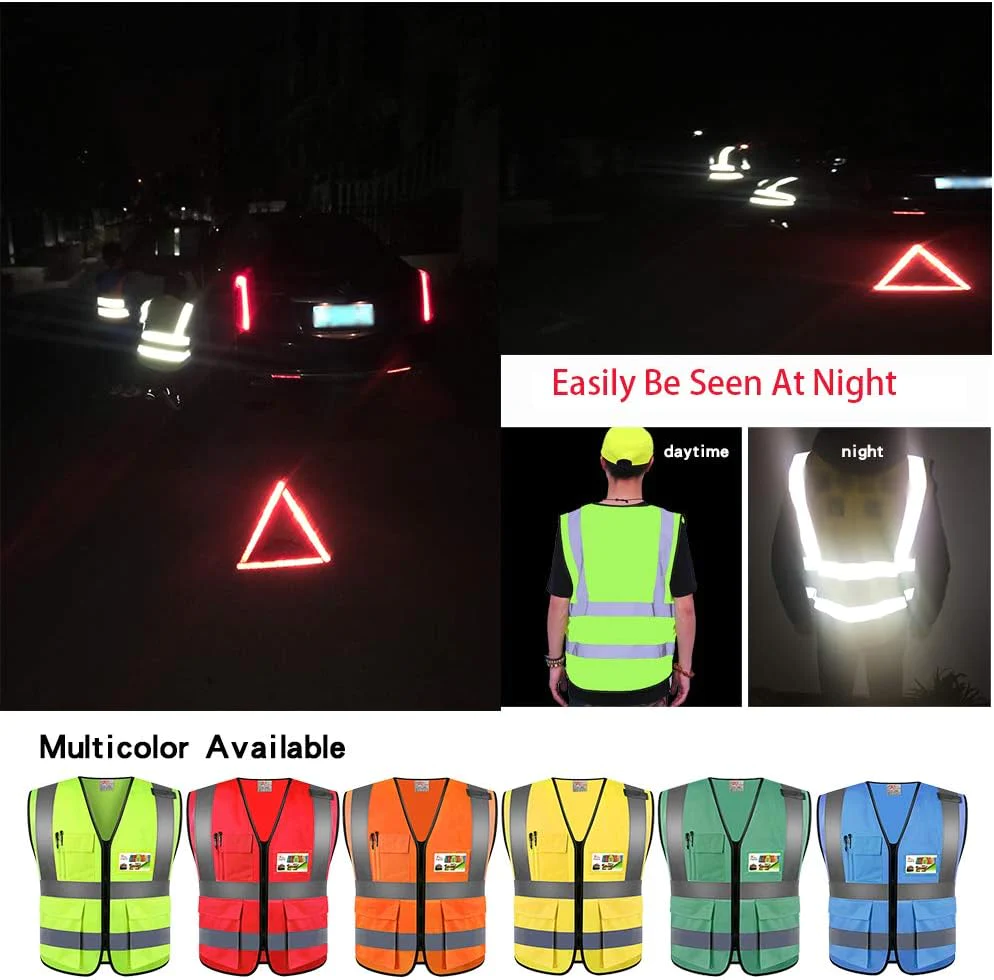 ZOJO SAFETY ZOJO High Visibility Safety Vests With Pockets, Wholesale Reflective Vest for Outdoor Works, Cycling, Jogging, Walking,Sports -