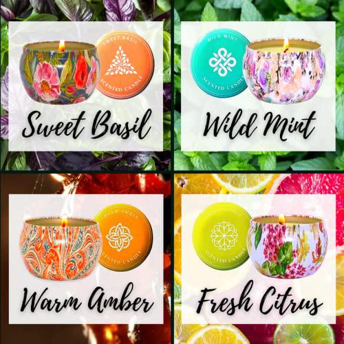 T&a;H scented candle gift set for women | mothers day gifts for mom | large soy candle set 4x6 oz | birthdays gifts for her | relax