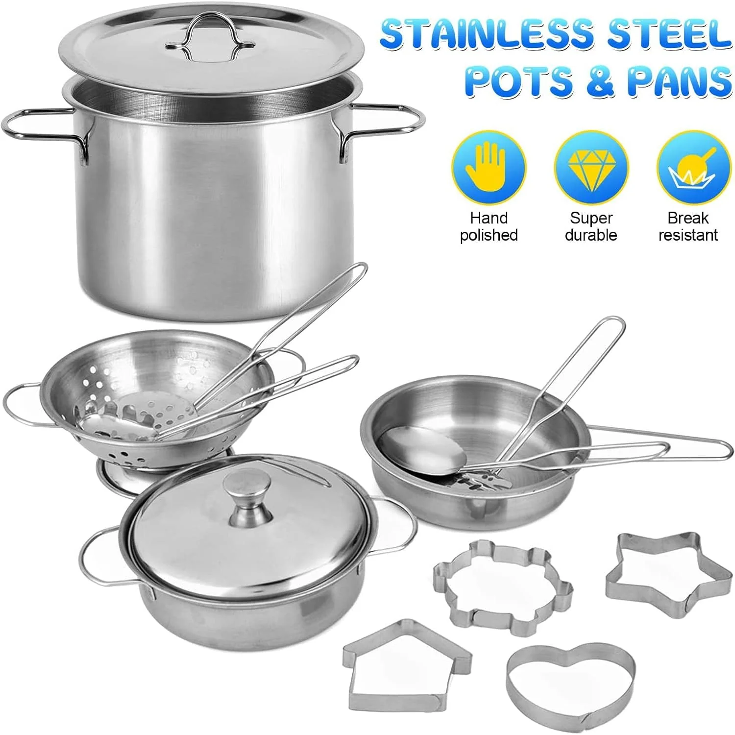 Great Choice Products Kitchen Pretend Play Toys, Kids Cooking And Baking Set With Stainless Steel Cookware Pots And Pans Set, Cooking Utensils…