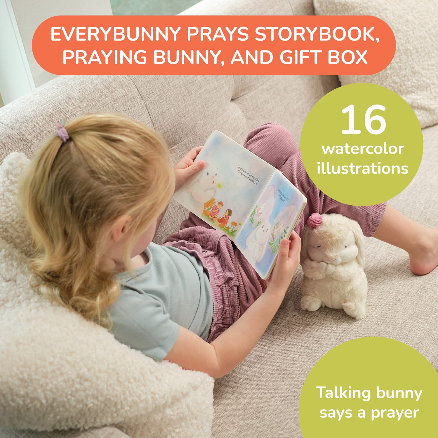 Tickle &a; Main Everybunny Prays, Baby and Toddler Gift Set with Praying Musical Bunny and Prayer Book in Keepsake Box, Girls, Pin