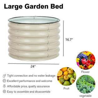 Aoodor 24 in. Dia Aluzinc Metal Raised Round Outdoor Garden Bed (2-Pack)