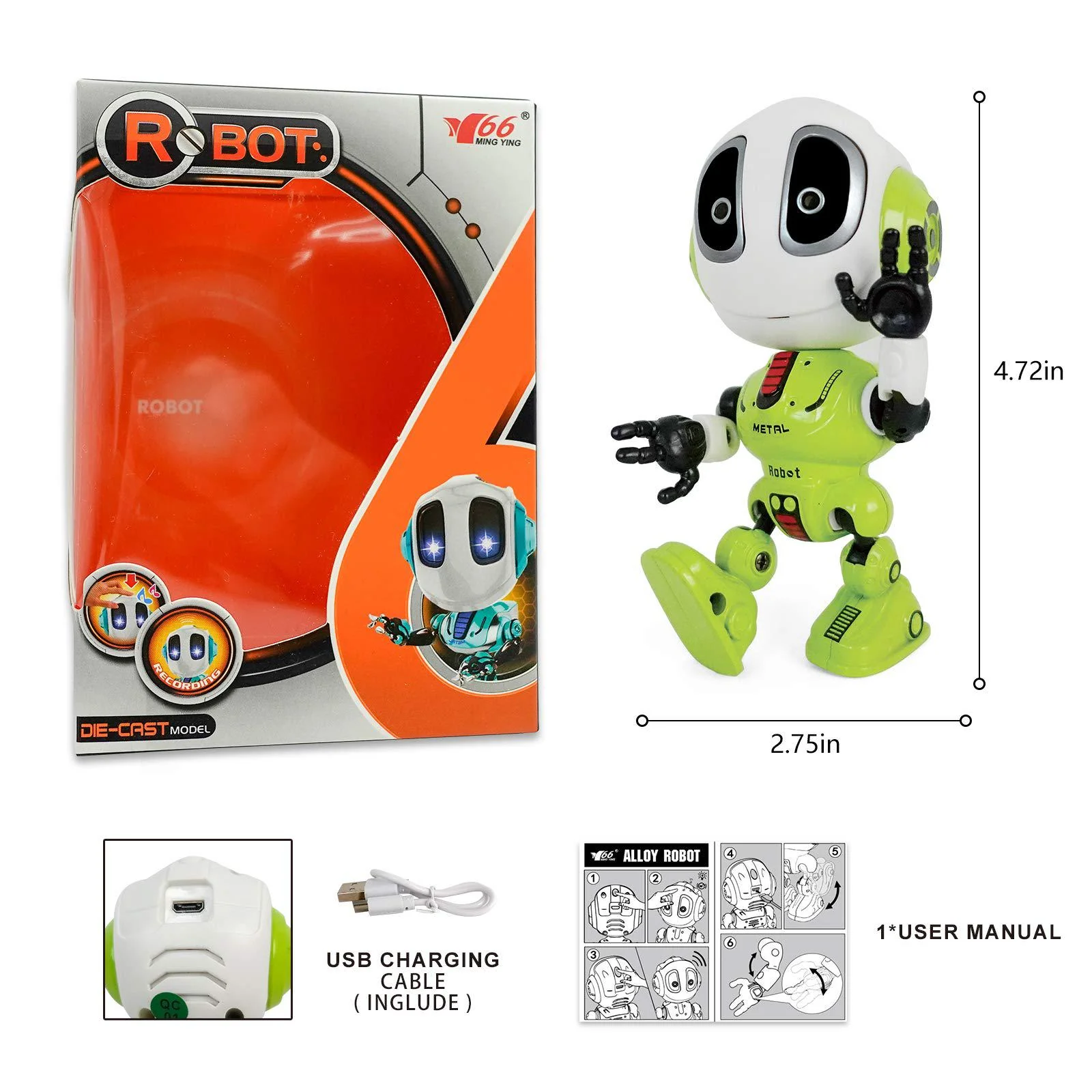 MING YING 66 talking robot for kids toys - mini robot toys that repeats what you say, toys for 2 3 4 5 6 7 8 year old girls and boys,chris