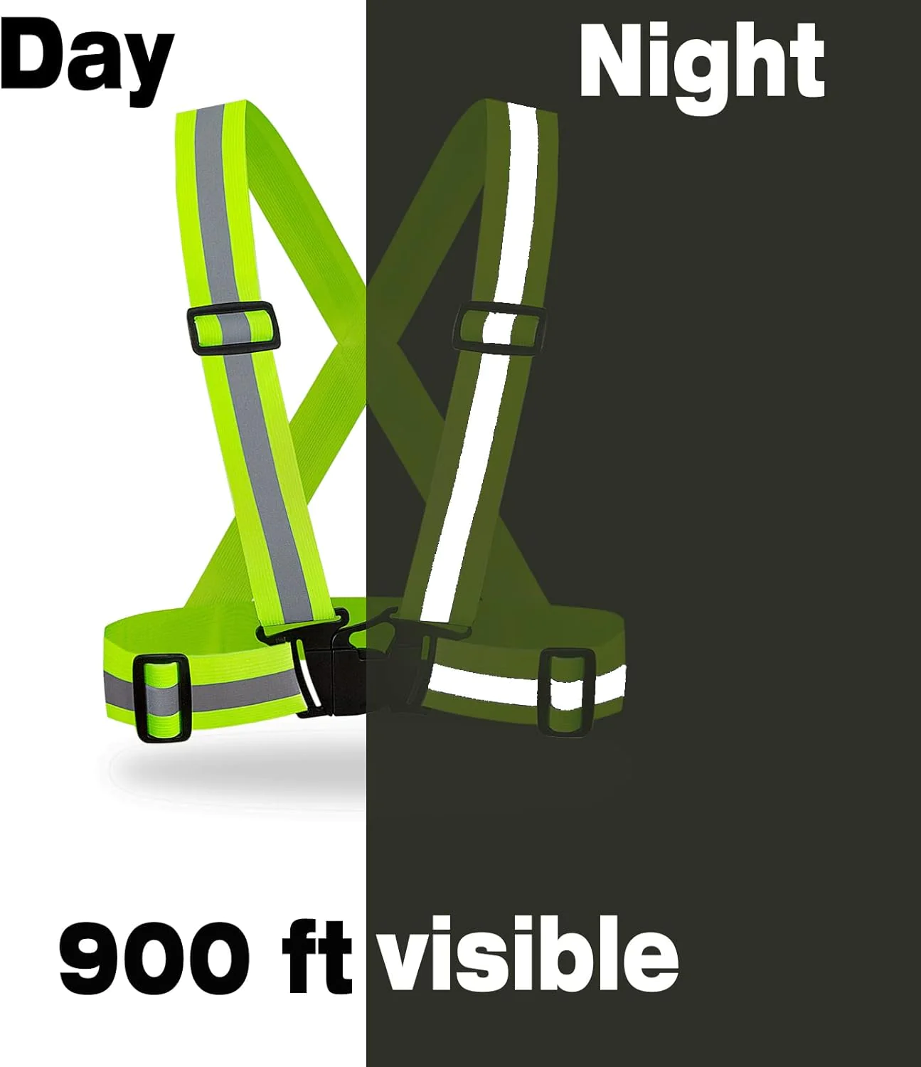 DUSKCOVE 2 Pack Hi Vis Safety Vests - Adjustable Bright Neon Color High Visibility Reflective Safety Straps Gear for Traffic Control, Ru