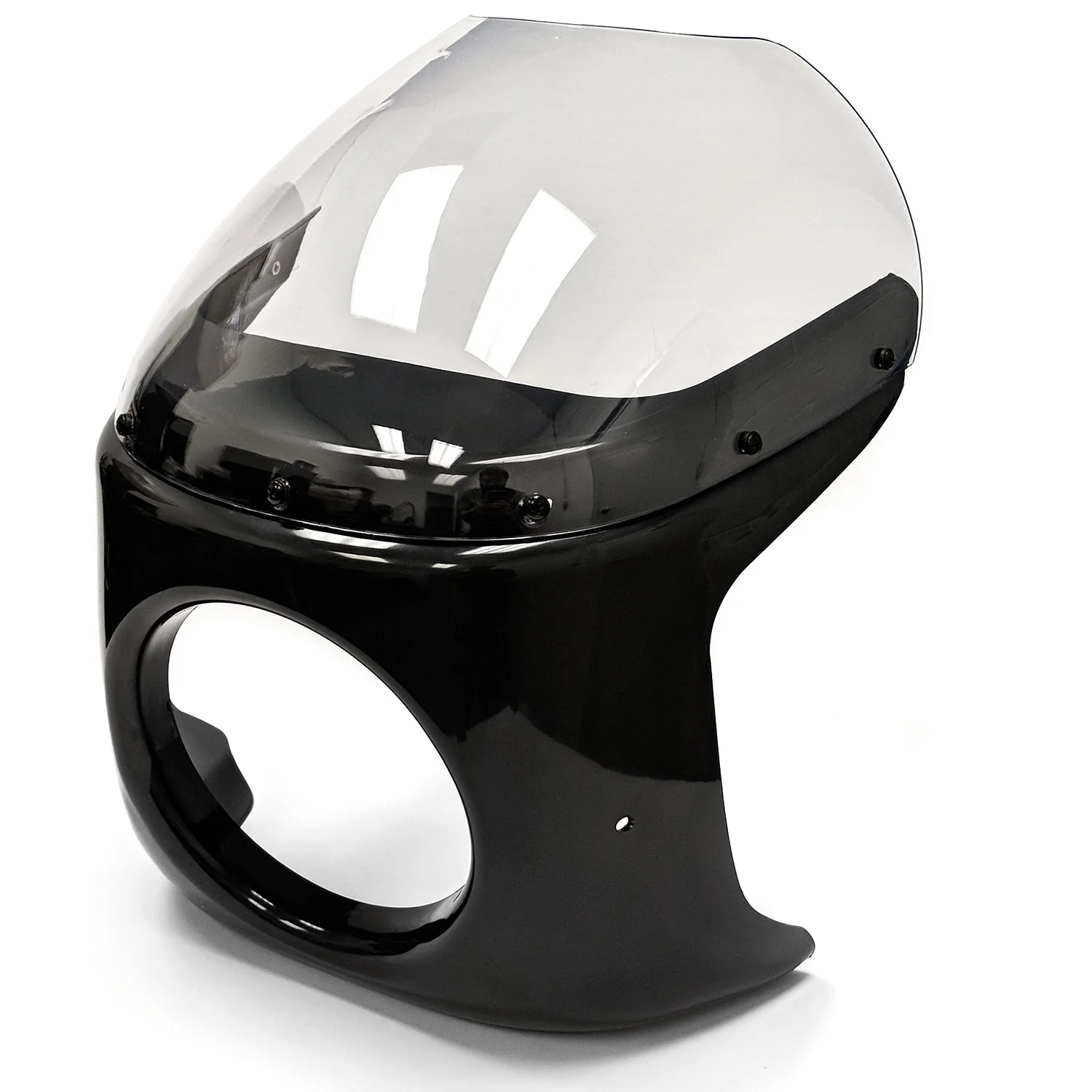 Krator Motorcycle 7 inch Headlight Fairing Screen Black &a; Clear Compatible with Kawasaki EN 450 500 (Modification Maybe Required)
