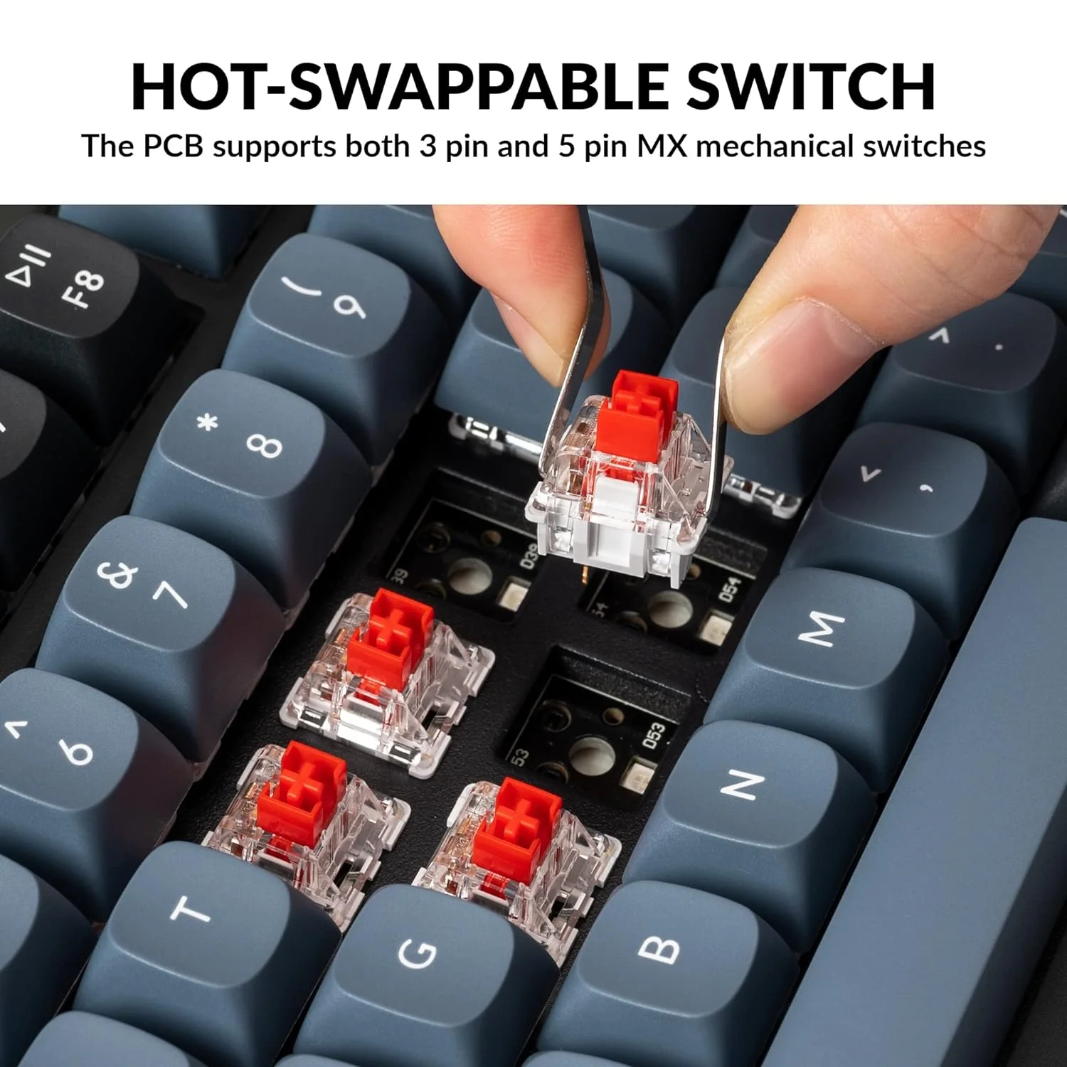 Zell Electronics Zell V1 Wired Custom Mechanical Keyboard Knob Version, 75% Layout Qmk/Via Programmable With Hot-Swappable K Pro Red Switch Co…