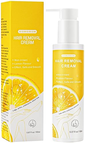 Sonobom Lemon Flavor Hair Removal Cream for Women and Men, Painless Non-Irritat for Sensitive Skin, SONOBOM Bikini Hair Removal Cream Fo
