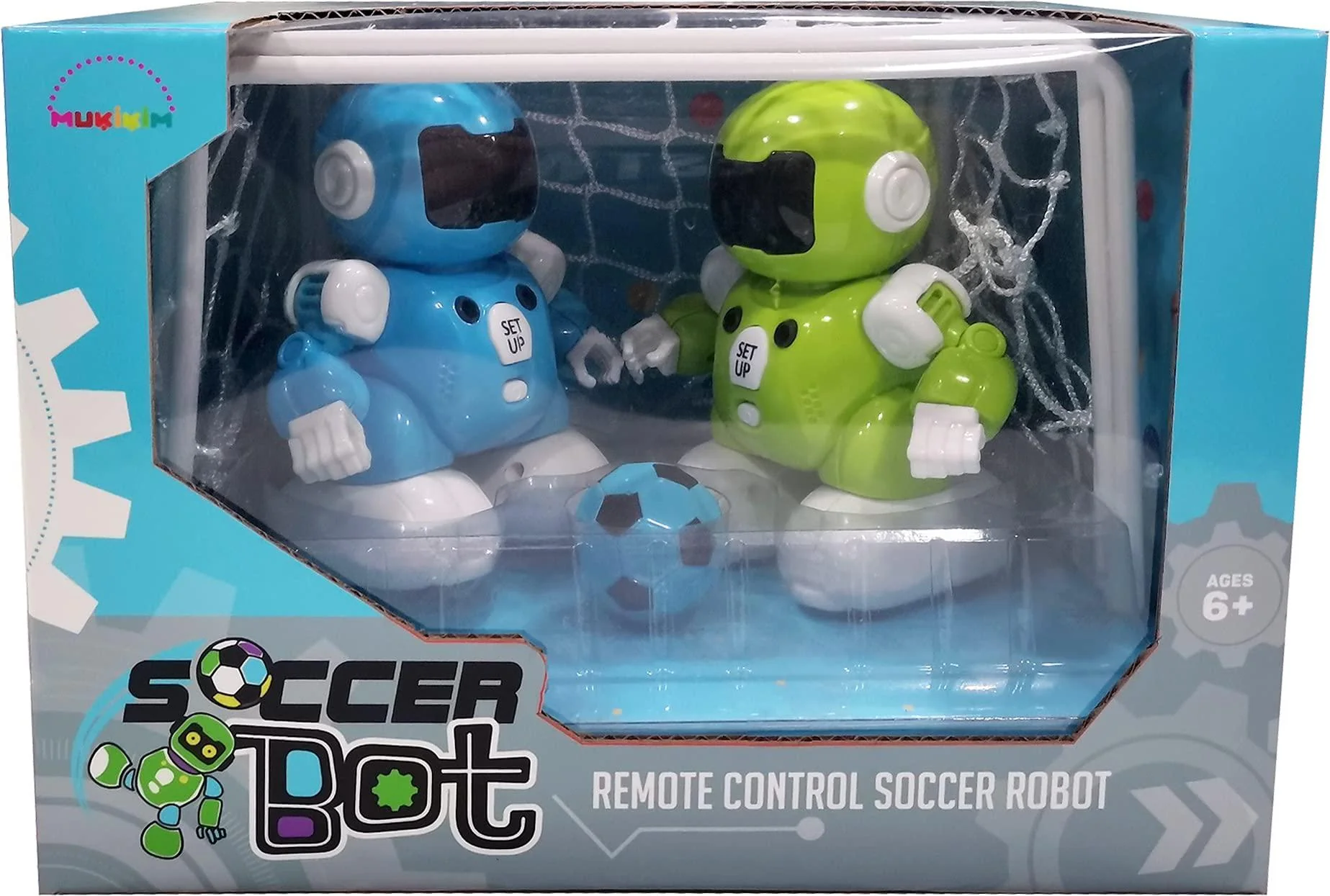 MukikiM soccerbot - rc soccer robots. 2 players remote control soccer game for kids. tackle, dribble &a; shoot! kick the ball into the