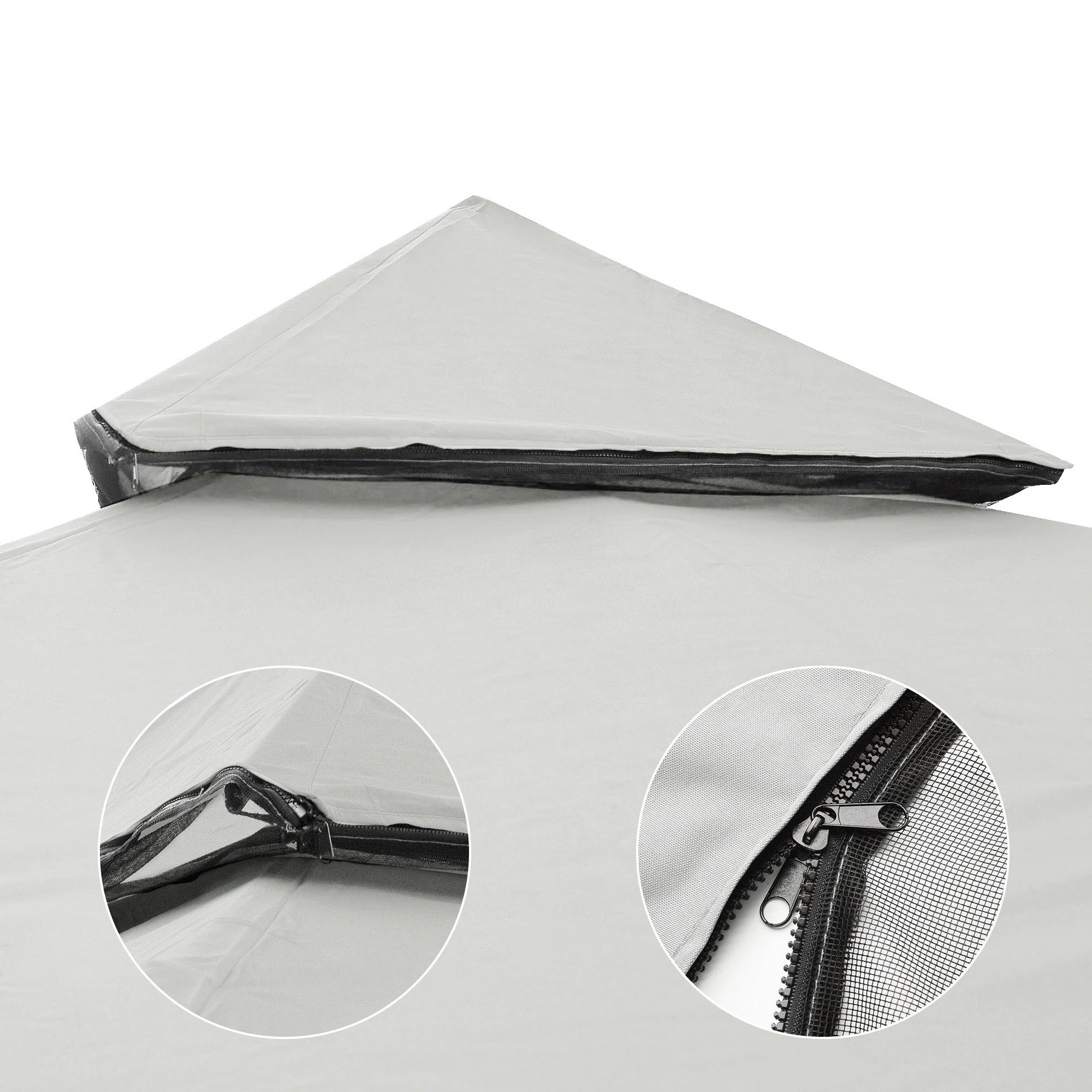 Yescom 10&s;x10&s; Gazebo Top Replacement for 2 Tier Outdoor Canopy Cover Patio Garden Yard Grey Y00910T09