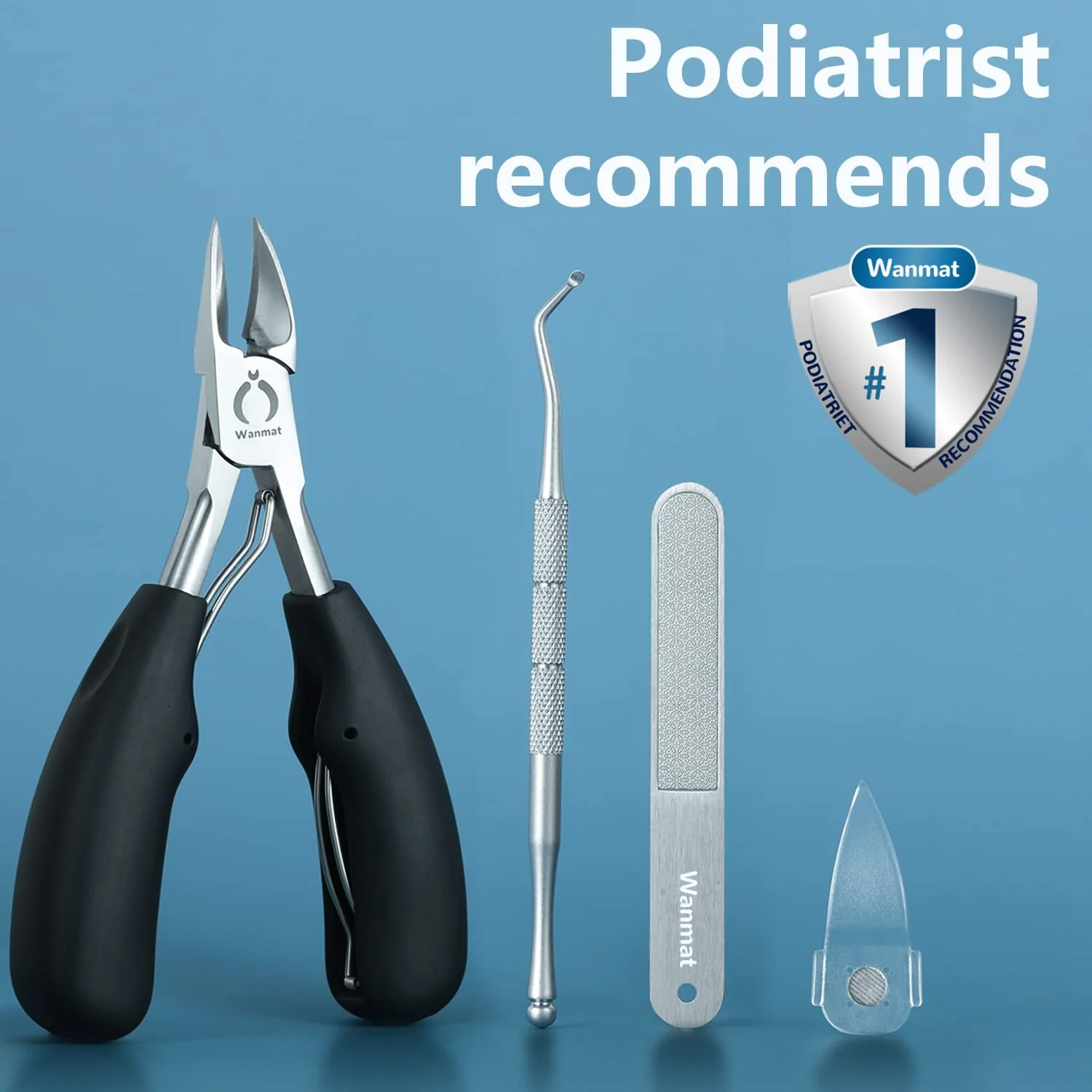 Wanmat 4PCS Toe Nail Clipper for Ingrown or Thick Toenails,Toenails Trimmer and Professional Podiatrist Toenail Nipper for Seniors with