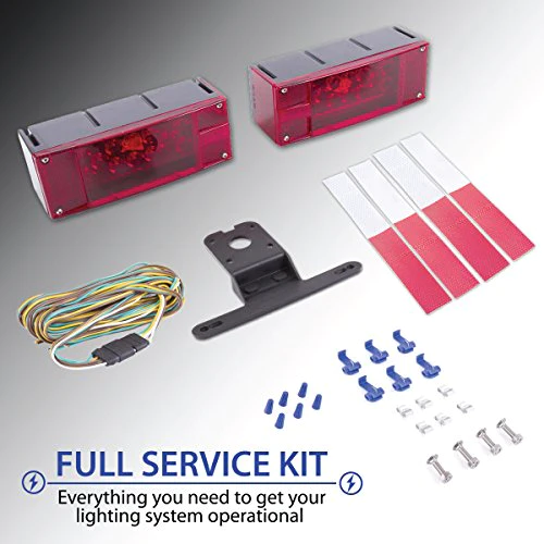 Wellmax 12V LED Trailer Lights Kit, Attachable Tail Lights for RV, Marine, Boat, Trailer, Camper, Low Profile Submersible and Wa
