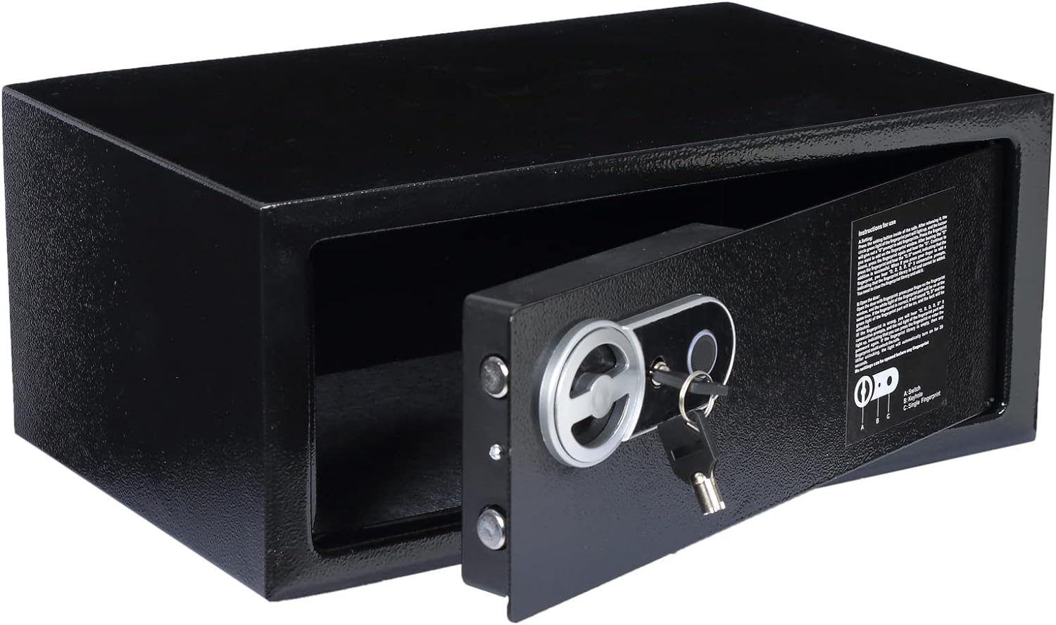 Yuanshikj (0.6 Cubic Feet ) Fingerprint And Key Security Safe Lock Box Steel Digital Deposit for Home Office Hotel Business Cas