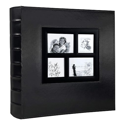 RECUTMS Photo Album 4x6 Holds 500 Photos Black Pages Large Capacity Leather Cover Wedding Family Baby Photo Albums Book Horizont