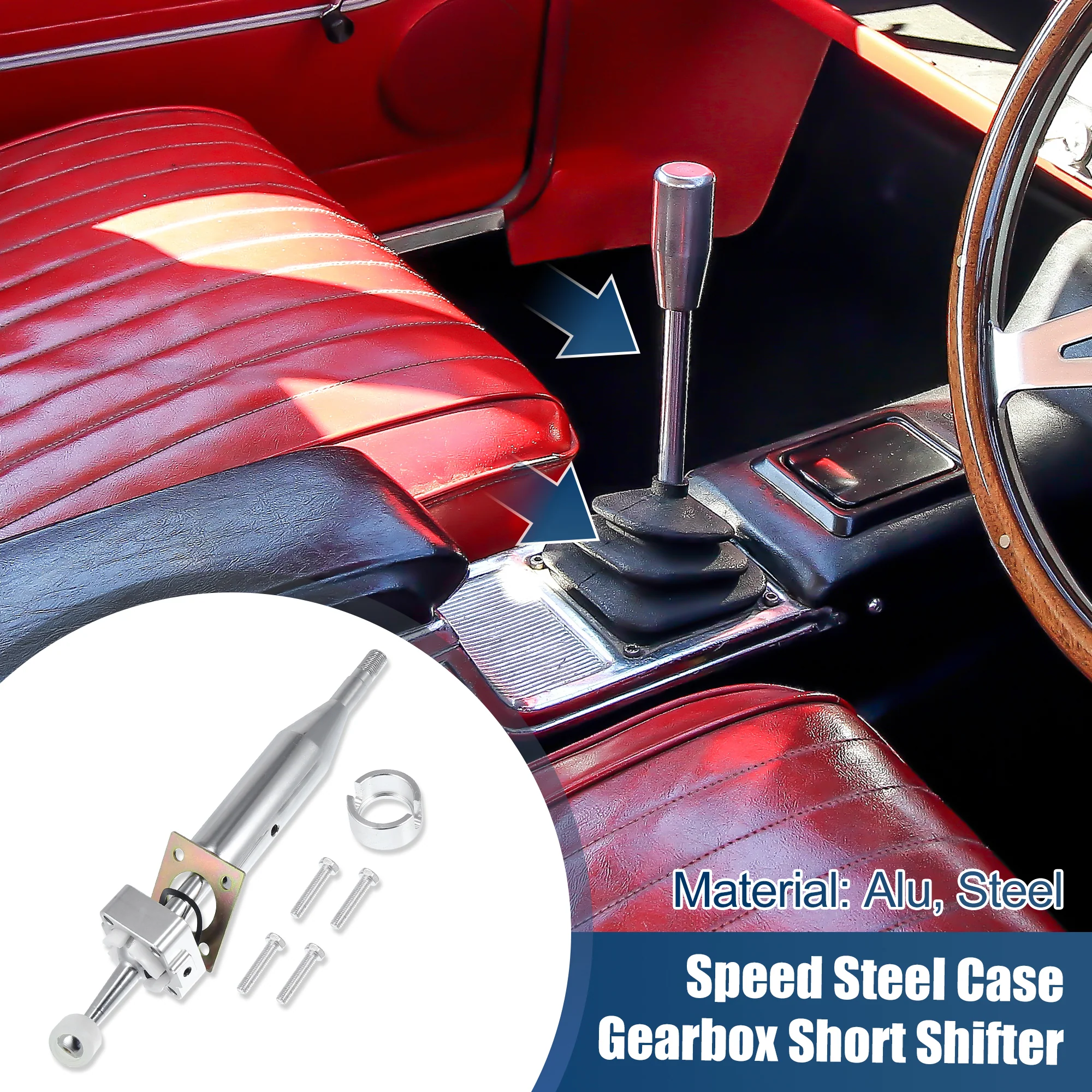 Unique Bargains 5 Speed Steel Case Gearbox Short Shifter for Toyota Altezza Silver Tone 1 Set