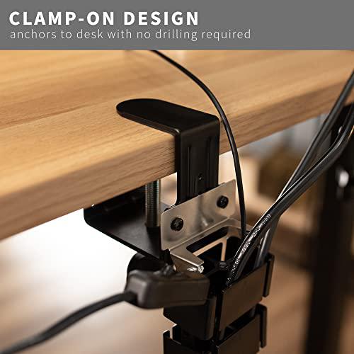 vivo clamp-on vertebrae cable management kit, height adjustable desk quad entry wire organizer, black, desk-ac01p-b