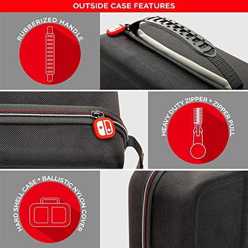 RDS Industries Nintendo Switch System Carrying Case – Protective Deluxe Travel System Case – Black Ballistic Nylon Exterior – Official Nintendo