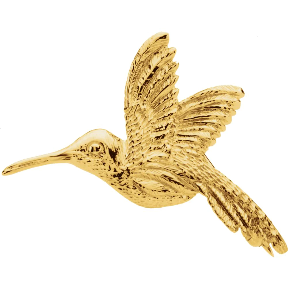Jewelryweb 14k Yellow Gold 27x25mm Polished Hummingbird Brooch Pin