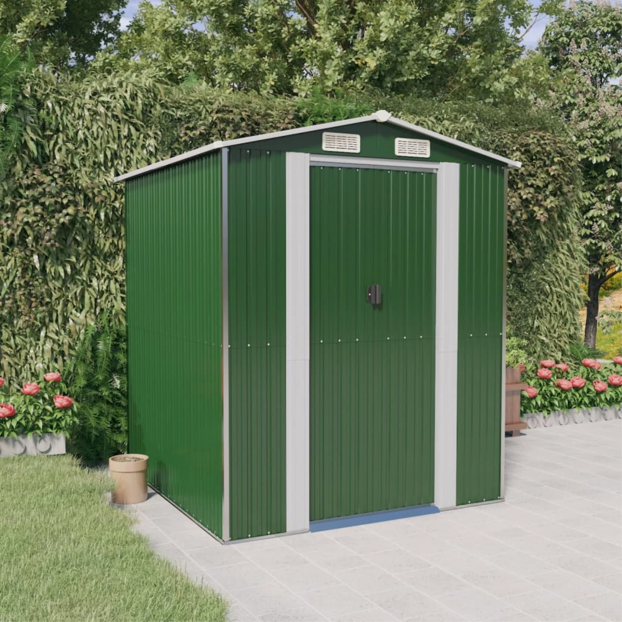 vidaXL Garden Shed Green 75.6