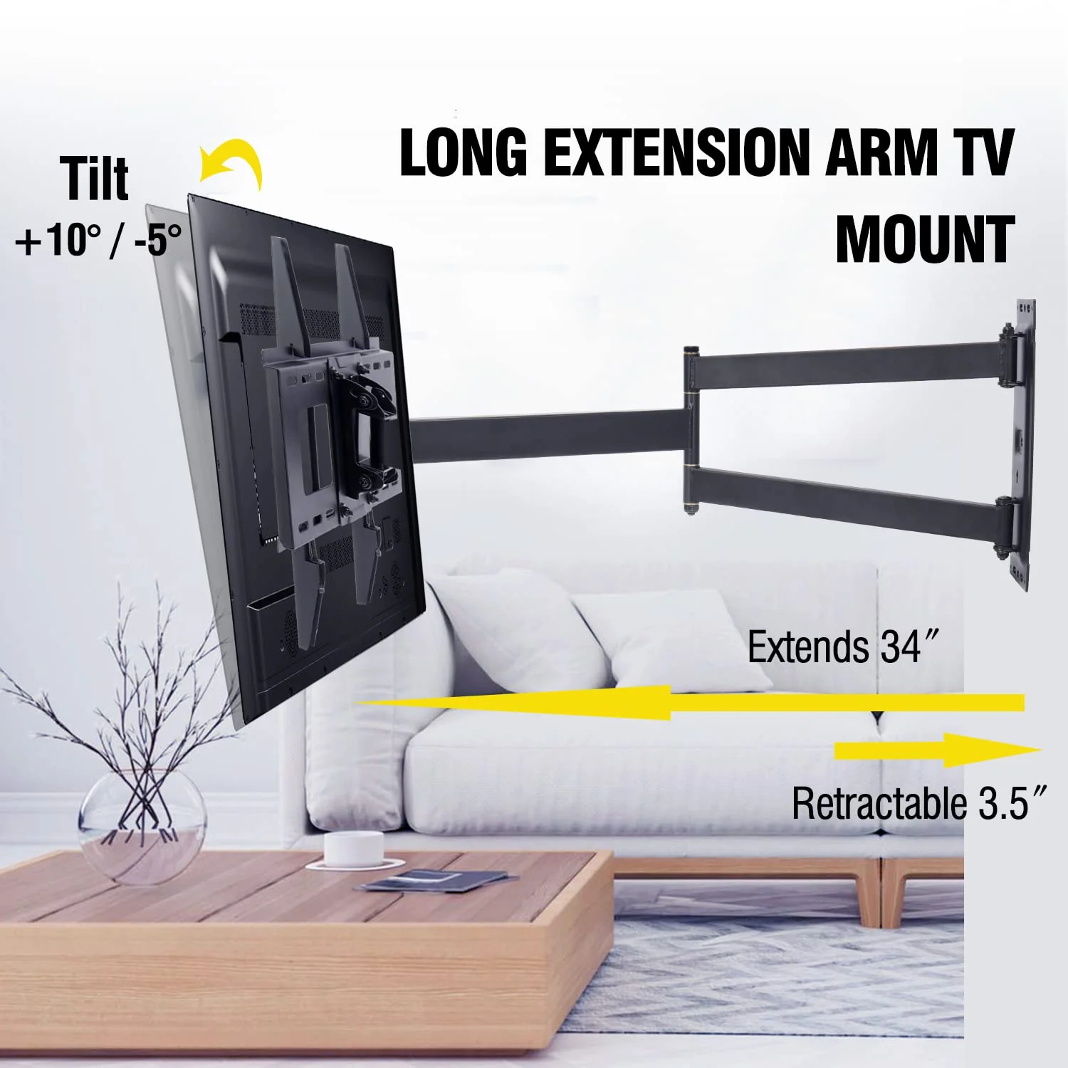 GCP Products Corner Tv Wall Mount Long Arm Tv Mount For 23