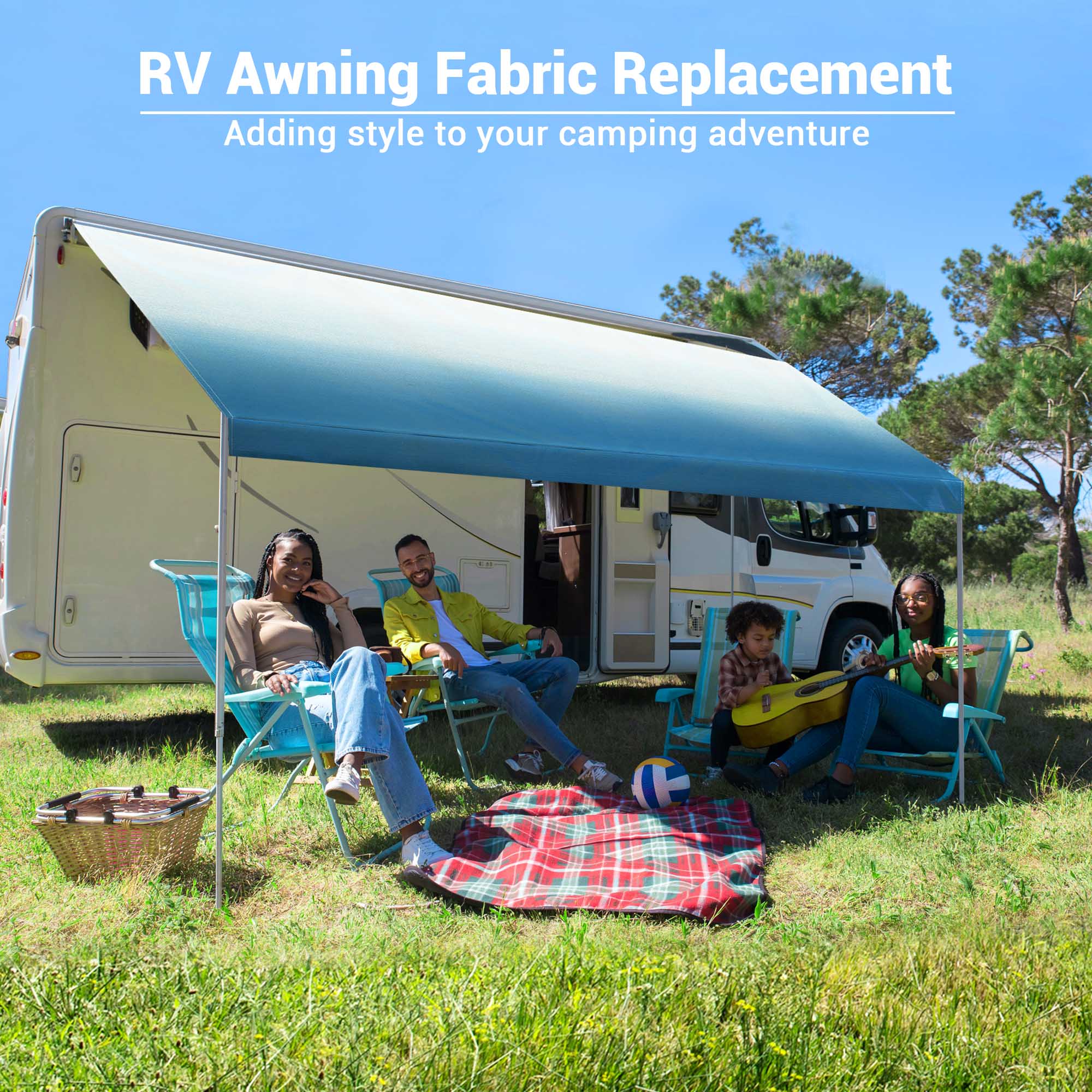 Yescom 8x14 Ft RV Awning Replacement Fabric Canopy Camper Trailer Block UV Outdoor