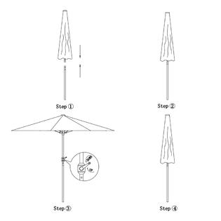 BIGTREE 9FT Table Umbrella 1.5 Diameter Pole Outdoor Garden Patio Adjustable Crank Easy Ratcheting Folding 8 Ribs Tan