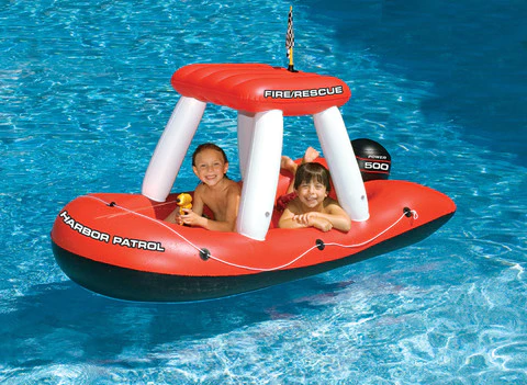 Swim Central Inflatable Red and White Fire Boat Ride-On Water Squirter Swimming Pool Toy, 60-Inch