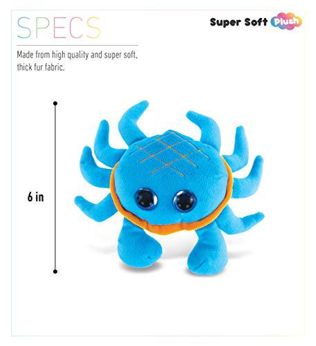 Puzzled dollibu plush crab stuffed animal - soft huggable big eyes blue crab, adorable marine life playtime crab plush toy, cute sea