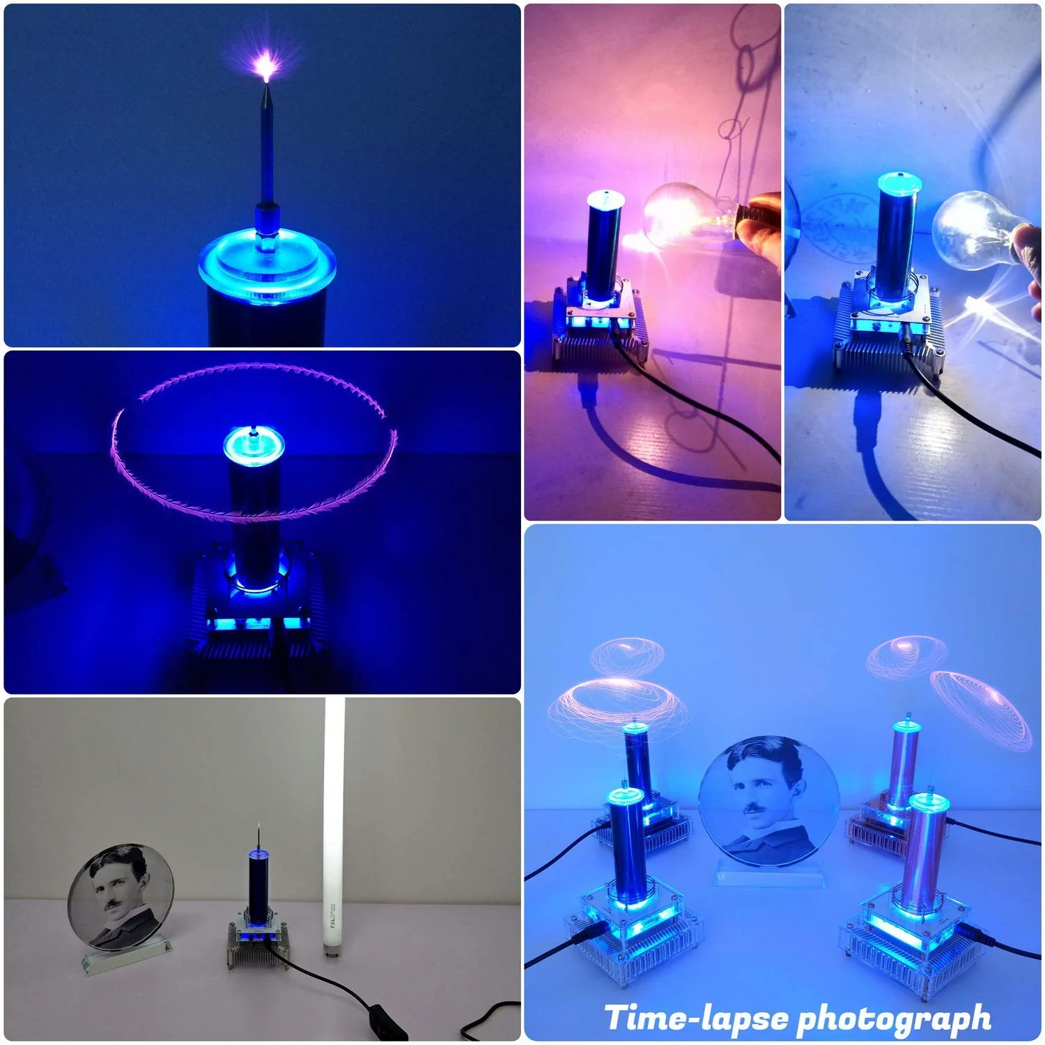 GCP Products Bluetooth Music Tesla Coil Acrylic Base Shell Arc Wireless Transmission Experiment Model Desktop Toy Ys09B