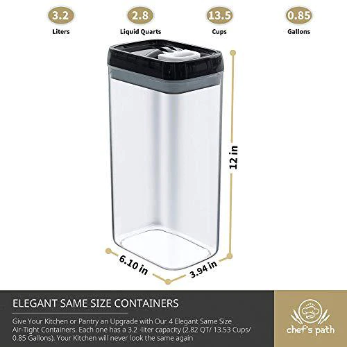chef\&s;s path airtight extra large food storage containers - set of 4, all same size - kitchen &a; pantry organization - cereal, spaghetti, n