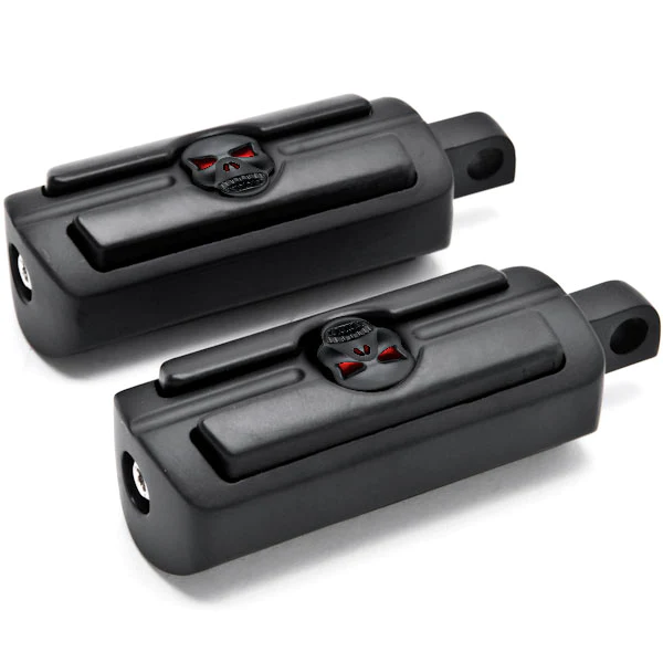 Krator Skull Head Front or Rear Foot Peg Foot Rests Black Compatible with Harley-Davidson Softail Male Peg Mount
