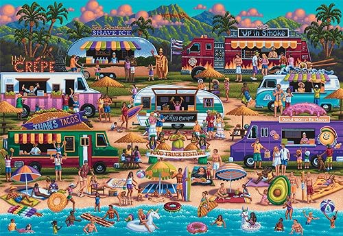 Buffalo Games &a; Puzzles Hawaiian Food Truck Festival - 2000 Piece Jigsaw Puzzle for Adults Challenging Puzzle Perfect for Game Nights - 2000 Piece Finis