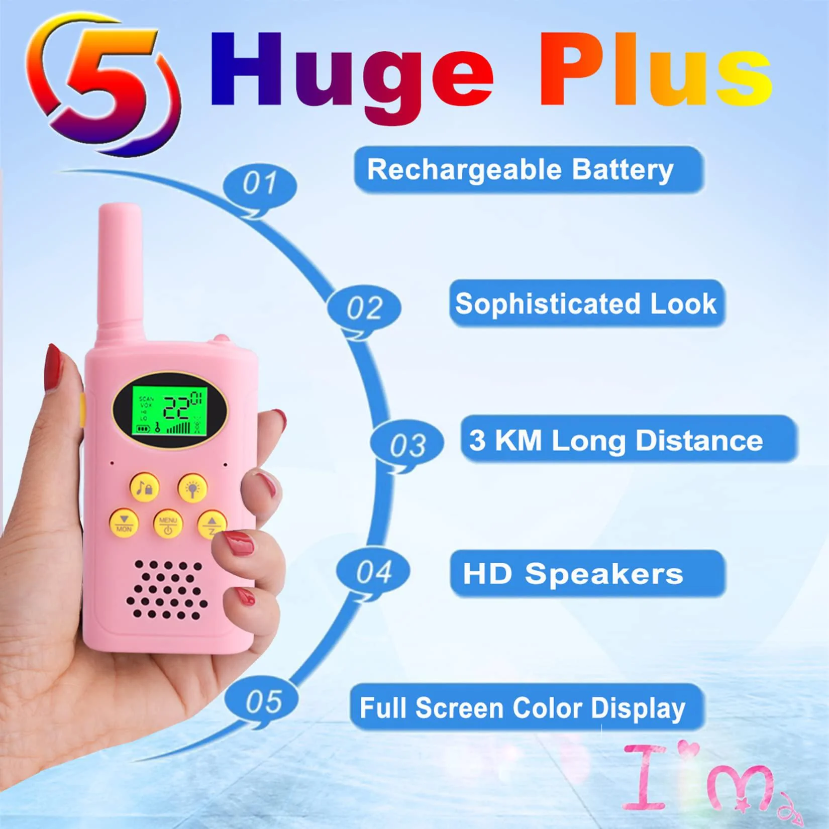pokpow rechargeable walkie talkies for kids 22 channels 2 way radio toy with 21200mah lithium battery backlit lcd flashlight