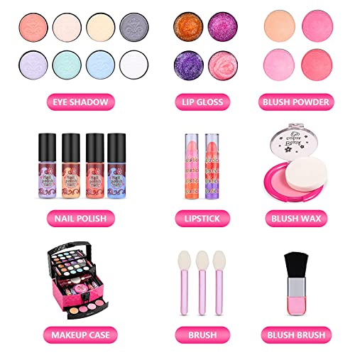 Mathea Real Makeup Girl Toys, Washable, Kids Makeup Kit for Girls, Makeup Set Cosmetic Beauty Set for Kids, Makeup Toy for Girls