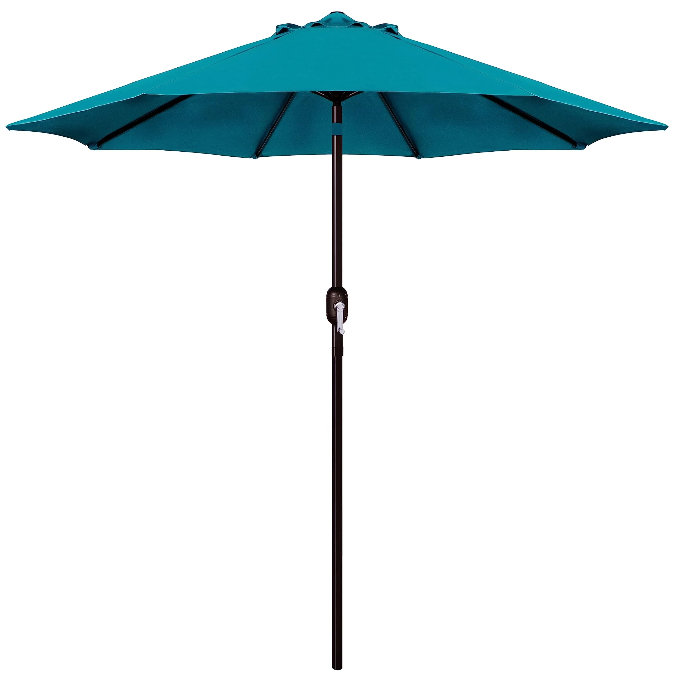 Blissun 9&s; Outdoor Patio Umbrella, Market Striped Umbrella with Push Button Tilt and Crank (Cerulean)